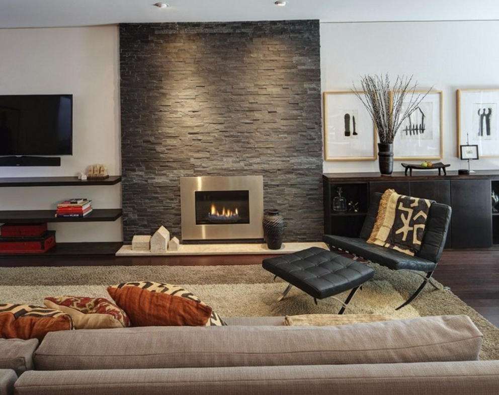 Modern Stone Veneer Fireplace | Home Design Ideas